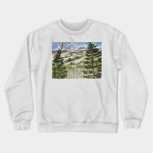 Mountains landscape painting art print Crewneck Sweatshirt